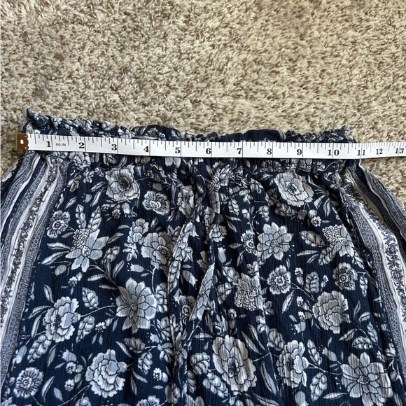 American Eagle Outfitters Floral Wide Leg Pants Blue White Comfy Stretch Boho - Picture 7 of 7